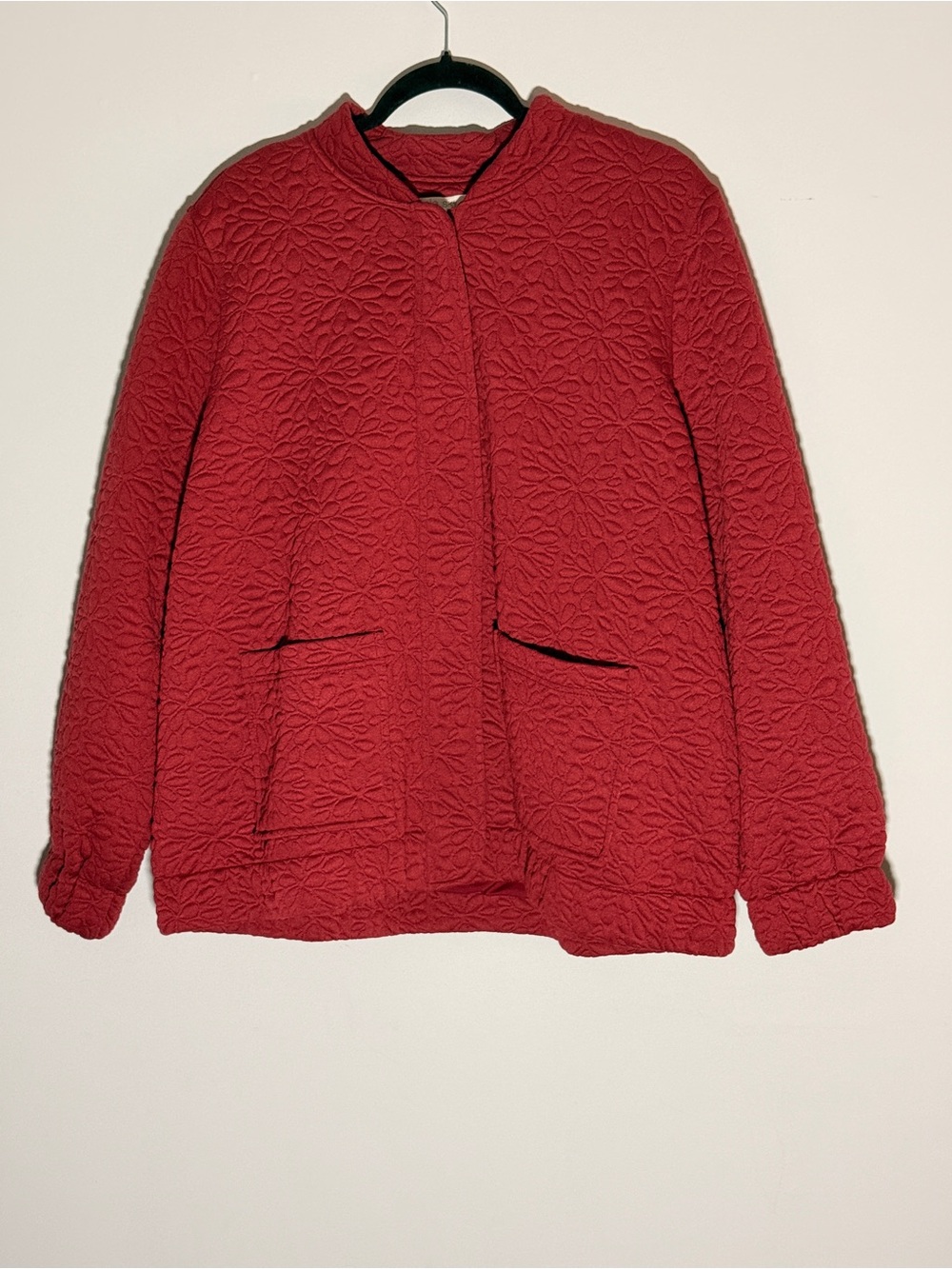 Quilted Red Women's Jacket - Classic Textured Coat